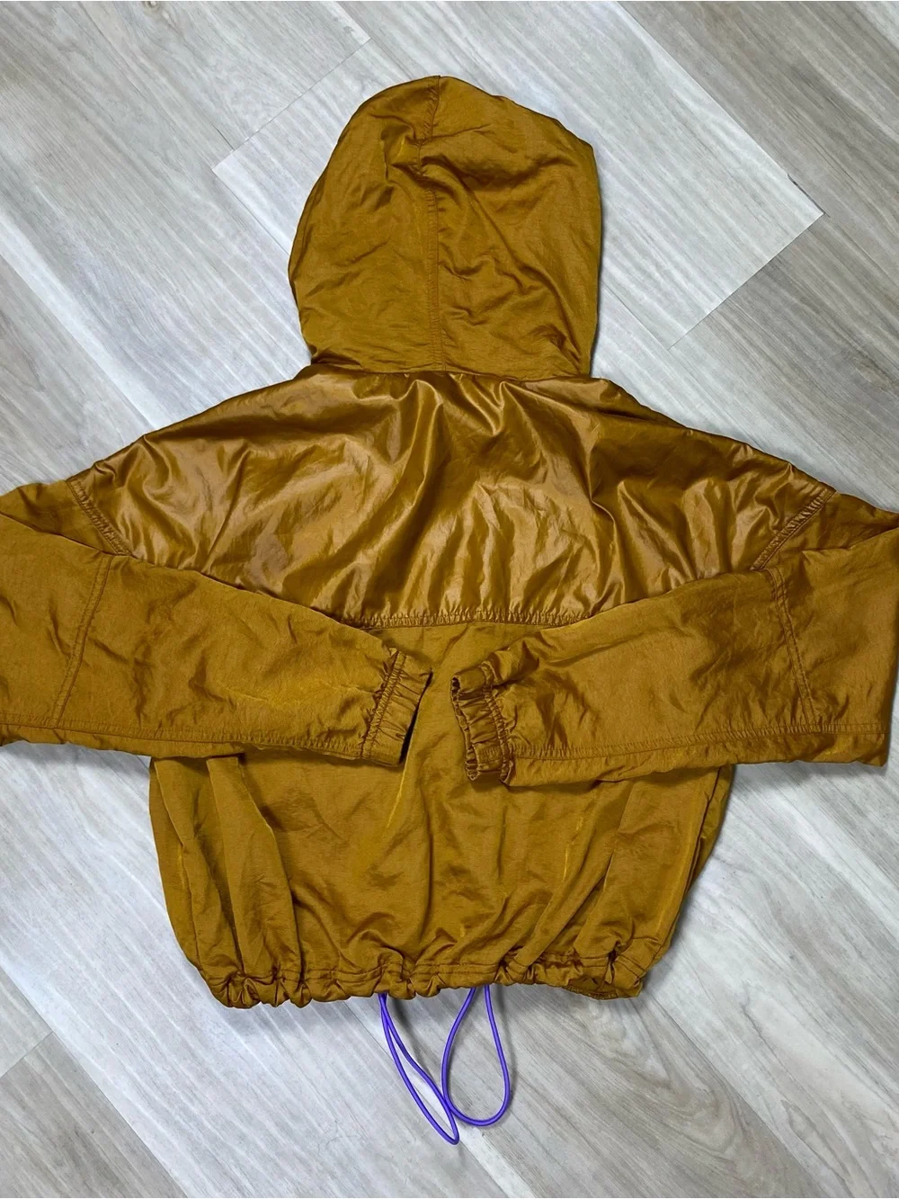 Nike Sportswear Womens Small Bronze Gold Hooded Windbreaker Jacket Cropped